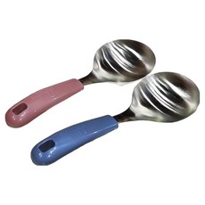 1+1 전현무 미니 스텐 국자 서빙 스푼 캠핑 키친툴 조리 도구 대왕 숟가락 수저, 핑크&블루
