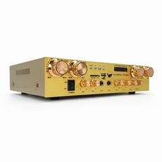 U.W 4채널 블루투스 앰프 PA-404U 카페 매장용 앰프+리모콘+RCA케이블 (골드색상)
