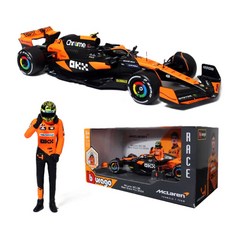 브라고 1:24 맥라랜 팀 MCL38 4번 머신 + 드라이버 피규어 F1 모형 포뮬러레이싱카, 1개