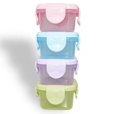 迷你保鮮盒 副食品儲存盒 寶寶食物保鮮盒 食品級PP材質, 隨機顏色, 4個, 60ml