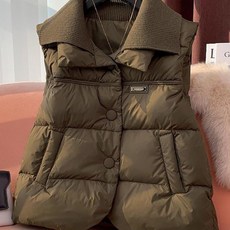 지고다그 하이넥 여성 패딩 조끼 겨울 루즈핏 따뜻한 캐주얼 무소매 외투 SX71181