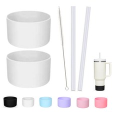 소이마켓 텀블러(887ml/1.18L) 전용 바닥보호 실리콘 부츠 슬리브 바닥커버 2p + 교체용 빨대 2p + 빨대솔 1p 세트, 1개, 화이트