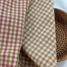 원단스토리 천 원단 면 20수 체크 패턴 셔츠 소품 가방안감 2종, 베이지, 1개