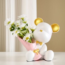 베스티스트 곰돌이 화병 조화 장식 소품 화병 조화 장식 소품, 1개, 화이트
