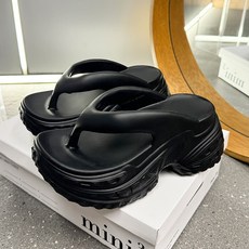 여성 여름 8cm 키높이 통굽 쪼리 슬리퍼