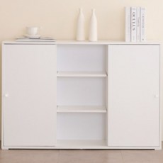 제이디퍼니처 스르륵 와이드 1200오픈 수납장 슬림폭 방문설치, 화이트