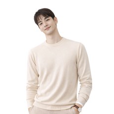 YEON HOME 남성 라운드 니트 베이직 긴팔티 데일리룩