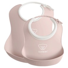 [공식] 베이비뵨 베이비 빕 + 스몰 빕 턱받이 스타팅세트, 파우더핑크, 2개입, 1개