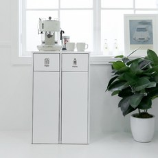 필웰기사님 완제품배송 무노 2칸 분리수거함 수납장 DVX ST9653 / 가정용 업소용 재활용 분리수거 / 비닐봉투 아트스티커 포함, 화이트, 2단