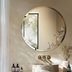 ARTLOGE 원형 벽거울 빗변 유리 거울 예쁜 라운드 모서리 벽면 거울 노프레임 실버 600/800mm