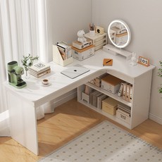 Zoomland L형책상 수납형 컴퓨터 책상 1인용 서재 코너 다용도 책장세트 응접실 서재, 오른쪽, A