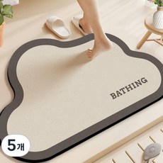 3DR 빨아쓰는 규조토 발매트 모던 욕실 매트 대리석 화장실 미끄럼방지매트 예쁜 주방 잡화 폭신 물흡수 발판, 5개, D타입