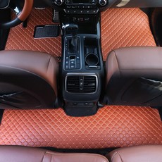 지엠지모터스 자동차 매트 카매트 퀼팅 가죽 바닥 장판 시공 효과 1열 2열 플로어 호환매트, 브라운