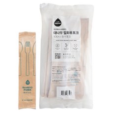 아이엠그리너 친환경 일회용 생분해 대나무 포크 개별 종이포장, 3개, 10개입