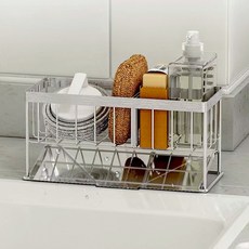 필굿리빙 304 스텐 물빠짐 수세미 거치대, 1개, 실버