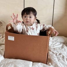 뚜뚜아트 펠트 바구니 장난감 정리함 기저귀 수납함, 2개, 02. 브라운