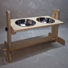 위더스 강아지 고양이 애견 애묘 대형견 중형견 원목 높이조절 식기 식탁 밥그릇 물 그릇, 1개, 스텐레스그릇 2구