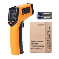 리빙유 비접촉식 온도계 -50~400도 디지털 적외선 온도 측정기 + KC인증배터리, 1개, Black&Orange
