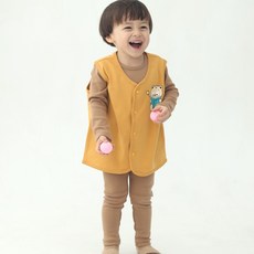 잼베이비 단조끼 책곰이 오가닉 단호박색 아동짧은조끼 톡톡 부드러운 면100%의 한겹조끼 앞전체 똑딱이 오픈패턴 간절기 체온유지 잠바속이나 상하복위에 딱 하나걸쳐도 ok!