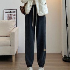 여성 키작녀 방한 기모 조거 팬츠 바지