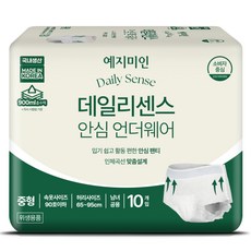 예지미인 남녀공용 데일리센스 안심 언더웨어 팬티형 성인기저귀, 중형, 10개입, 5개