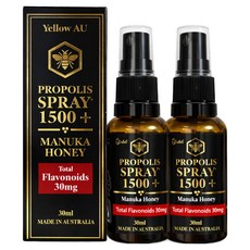 [고함량 플라보노이드 30mg 항산화] 옐로우에이유 호주산 마누카꿀 프로폴리스 스프레이 1500+, 2개, 30ml
