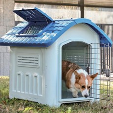 개집 애견 하우스 강아지 야외 견사 대형견집, 1개, 블루