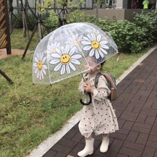 FOOI KC인증 데이지 아동투명우산 돔형 자동우산