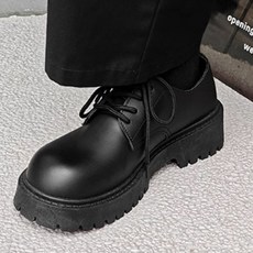 리디렉션 남성 6cm 키높이 더비슈즈 통굽 플랫폼 블랙 캐주얼구두 250~290mm