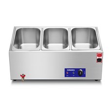 온기찬 업소용 중탕기 전기 스텐 음식 보온기, 3구 57x37x24cm