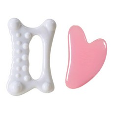 롱런해빗 괄사 바디 페이스 지압 마사지 화이트+핑크 1세트, 1개