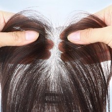 샤일리 여성 인모100% 헴라인 정수리 부분가발, 브라운+가르마 타입, 1개