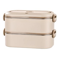 Shipshape 스테인리스강 보온도시락 파오차이저장함 다용도케이스 전자레인지 가열 수납함포함 장아찌용기, 1세트, 베이지-2단