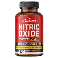 초강력 산화질소 L-아르기닌 보충제 1500 Mg - 프리미엄 근육 강화 근력 및 에너지 훈련을 위한 산화질소 부스터, 120캡슐, 1개, 120정