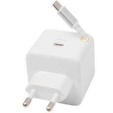 메이튼 자동감김 듀얼포트 C타입 초고속 충전기 릴큐브 GaN 35W, 1개, 화이트