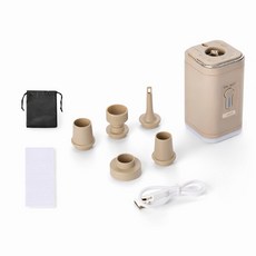 휴대용 충전식 공기주입기 캠핑 에어펌프 LED 조명, 1개, 베이지 1개, 베이지