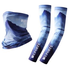 쿨에버 냉감 쿨토시 + 쿨스카프 여름 자외선차단 팔토시 넥워머, 1세트, 블루