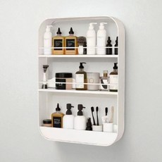 엘리시온 다용도 무타공 욕실 원룸 미니 벽선반, 3단, 화이트