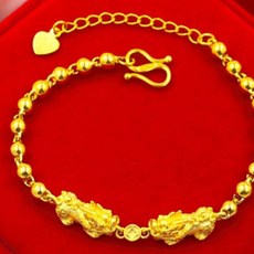 재물복 받는 비휴 구슬 금장 팔찌