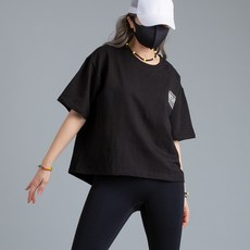 댄마샵 절개 패치 루즈핏 반팔티 방송댄스복 줌바댄스복 에어로빅복