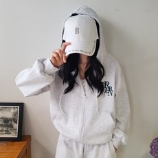 상상그이상 여성용 국내제작 RB후드집업 자수 영문 레터링 포인트 특양면소재 캐주얼점퍼 오버핏 간절기 후드집업