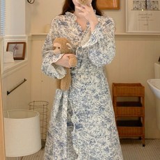 코지앤누크 러블리 샤워가운 긴팔 경량 골프가운, 1개, 블루