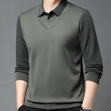 남성 셔츠 베스트 2in1 일체형 구김없는 소프트 티셔츠 상의 골프 정장상의