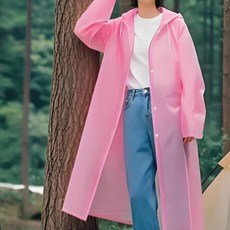 크크섬 EVA 다회용 남자 여성 우비 비옷 레인코트, 2개, 핑크
