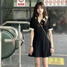 韓版氣質顯瘦短袖洋裝