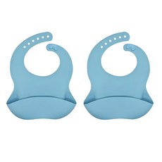 아트릴리 아기 실리콘 턱받이 2종 세트, 1세트, 2개입, 블루+블루