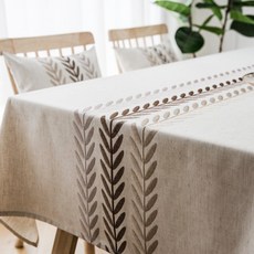 [제이지하우스] 방수 린넨 식탁보, 4인-직사각형 (135cm x 180cm), 브라운 올리브