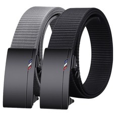 CKIRUV 1+1 남성 골프 자동 청바지 캐주얼 벨트, 2개, 블랙+그레이