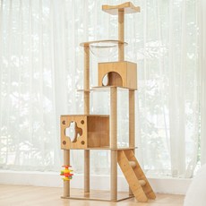 메일켓 고양이 숨숨집 우주선 다기능 캣타워 B DJWF-185, 나무색, 1개