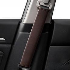 수아즈 자동차 안전벨트 커버 목쓸림 방지 가죽 쿠션, 2개, 브라운